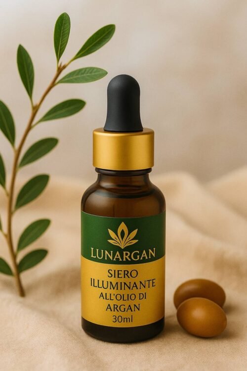 Flacone da 30ml di siero viso con ingredienti naturali e Argan puro