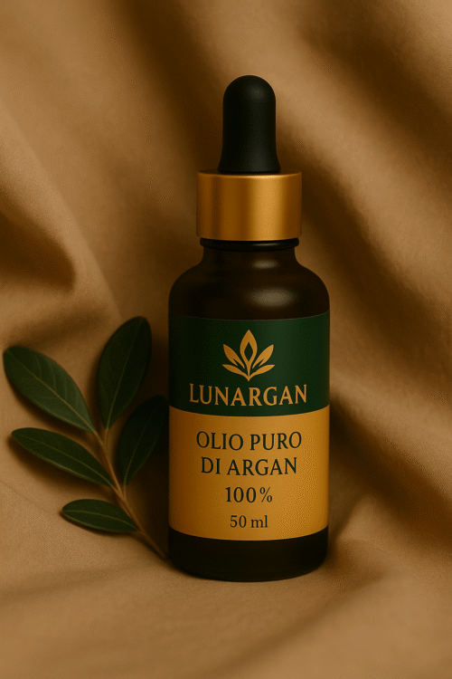 Flacone LUNARGAN Olio di Argan Puro Biologico 50ml - Elisir multifunzione per viso, capelli e corpo